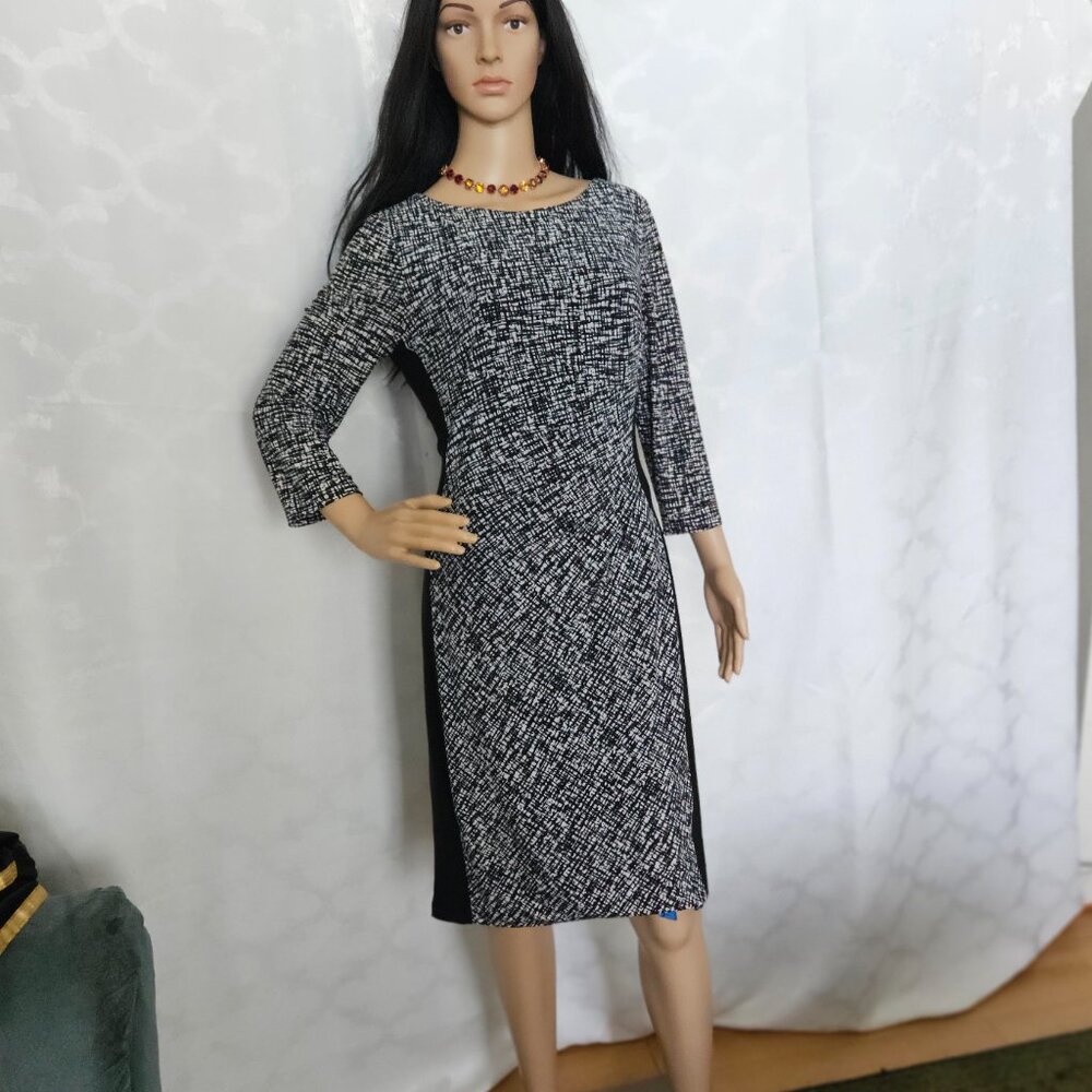 Ralph Lauren | Black and White Patterned Knee-length Dress